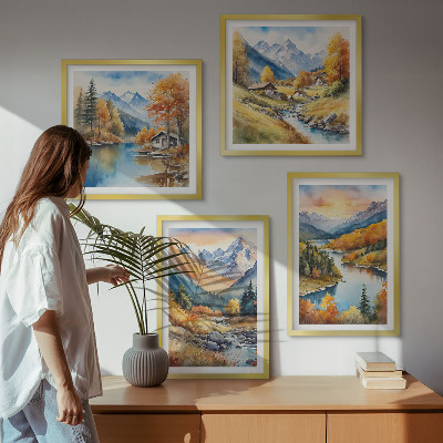 Multi-piece wall decor set Mountain landscape with a river