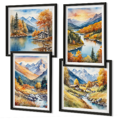Multi-piece wall decor set Mountain landscape with a river