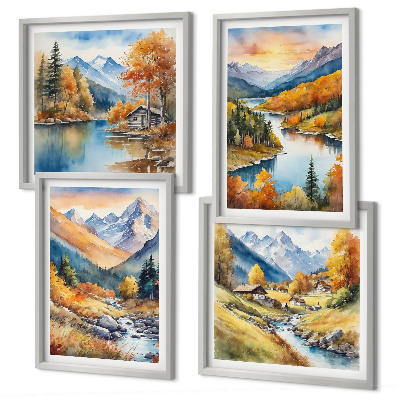 Multi-piece wall decor set Mountain landscape with a river