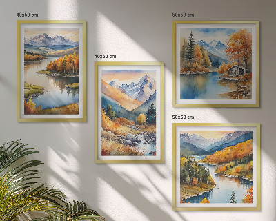Wall art set Mountain views river autumn