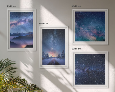 Wall art set Night sky mountains winter space