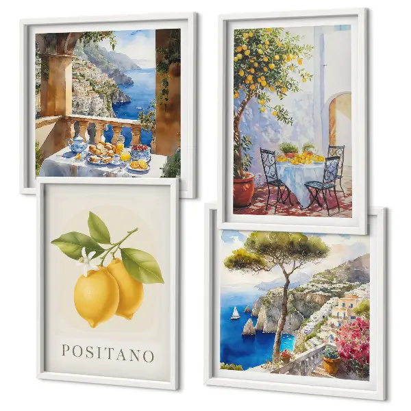 Wall art set featuring views of Positano lemon architecture