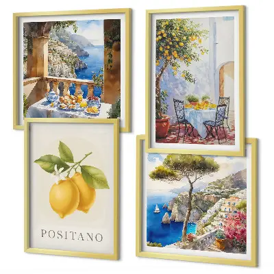 Wall art set featuring views of Positano lemon architecture