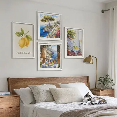 Wall art set featuring views of Positano lemon architecture