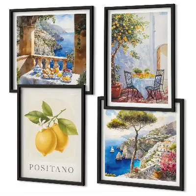 Wall art set featuring views of Positano lemon architecture