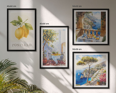 Wall art set Views of Positano lemon architecture