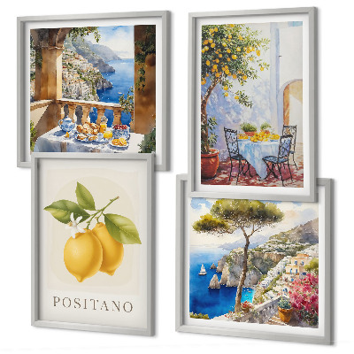 Wall art set Views of Positano lemon architecture