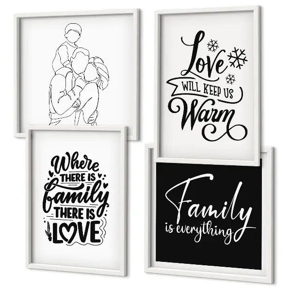 Multi-piece wall decor set featuring family, love, warmth, and home themes