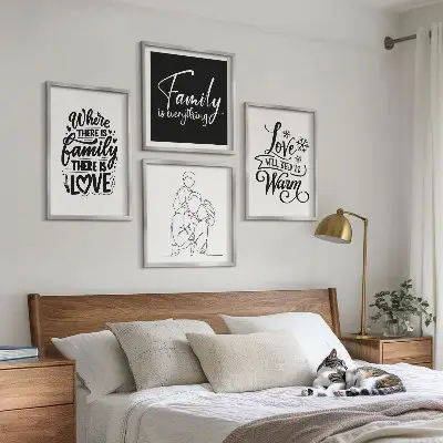 Multi-piece wall decor set featuring family, love, warmth, and home themes