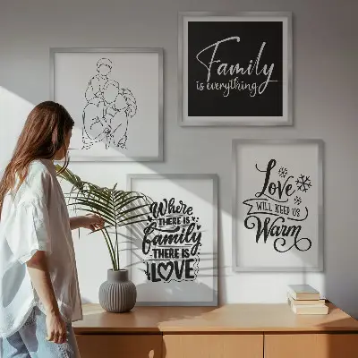 Multi-piece wall decor set featuring family, love, warmth, and home themes