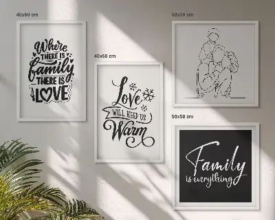 Multi-piece wall decor set featuring family, love, warmth, and home themes