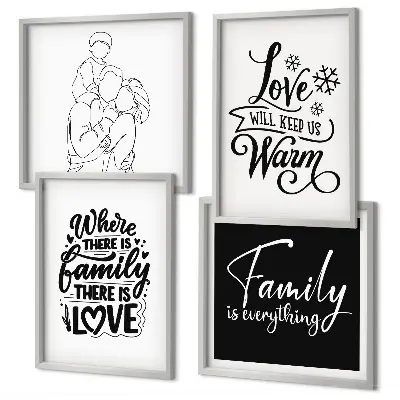 Multi-piece wall decor set featuring family, love, warmth, and home themes