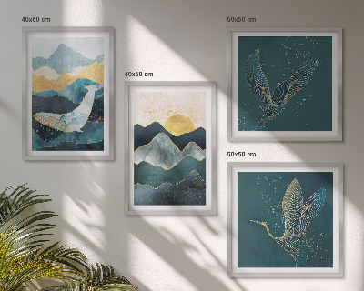 Wall art set Abstract crane mountains