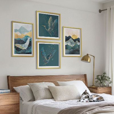 Wall art set Abstract crane mountains
