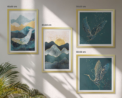 Wall art set Abstract crane mountains