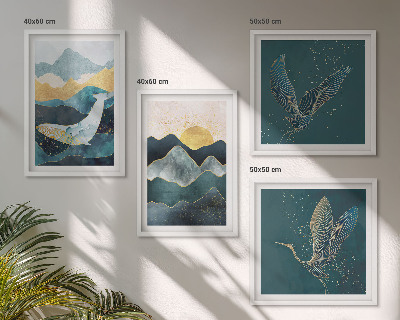 Wall art set Abstract crane mountains