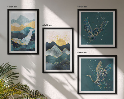 Wall art set Abstract crane mountains