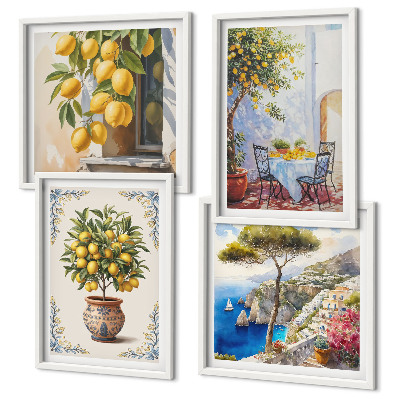 Set of 4 wall art pieces Lemon trees in the sun