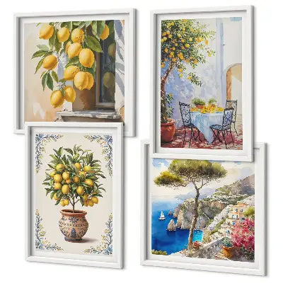 Lemon trees in the sun wall art set of 4 pieces