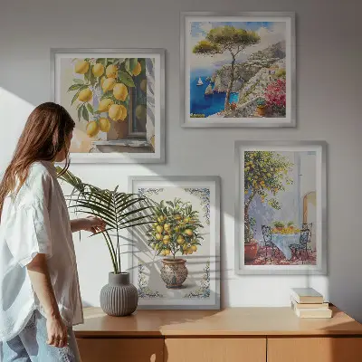 Lemon trees in the sun wall art set of 4 pieces