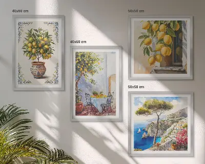 Lemon trees in the sun wall art set of 4 pieces