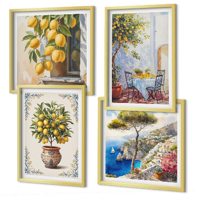Set of 4 wall art pieces Lemon trees in the sun