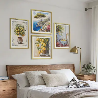 Lemon trees in the sun wall art set of 4 pieces