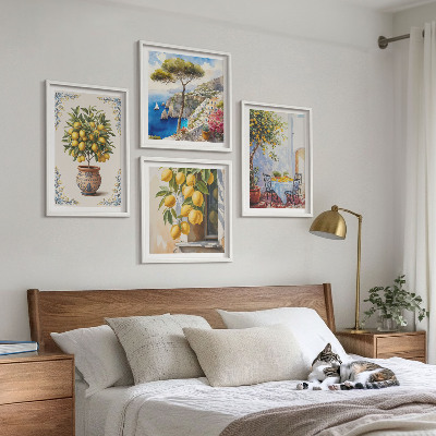Set of 4 wall art pieces Lemon trees in the sun