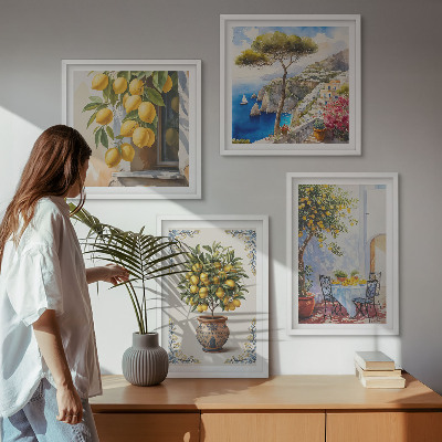 Set of 4 wall art pieces Lemon trees in the sun