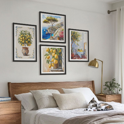 Set of 4 wall art pieces Lemon trees in the sun