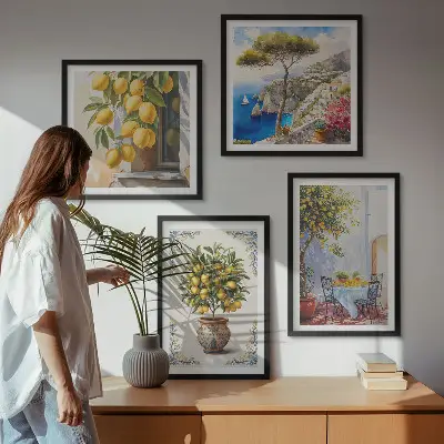 Lemon trees in the sun wall art set of 4 pieces