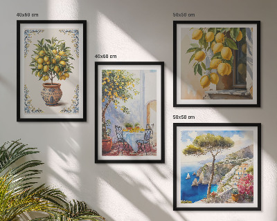 Set of 4 wall art pieces Lemon trees in the sun