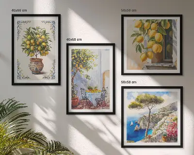 Lemon trees in the sun wall art set of 4 pieces