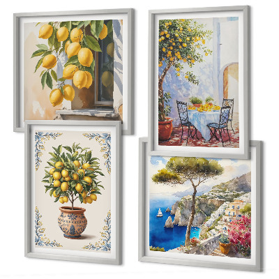 Set of 4 wall art pieces Lemon trees in the sun