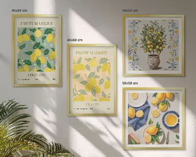 Citrus tree fruit wall decor set multi-piece Italy design