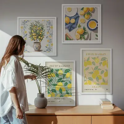 Citrus tree fruit wall decor set multi-piece Italy design