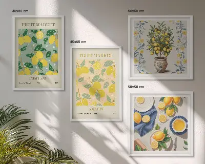 Citrus tree fruit wall decor set multi-piece Italy design