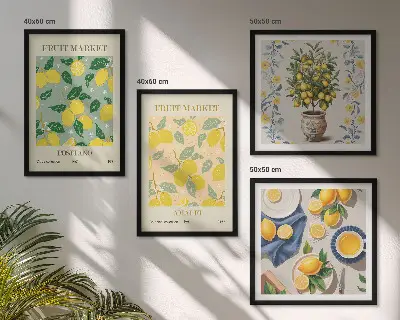 Citrus tree fruit wall decor set multi-piece Italy design