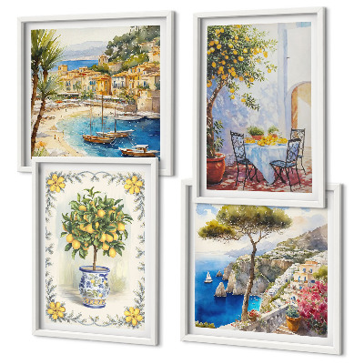 Wall art set Sea of ​​lemon trees view