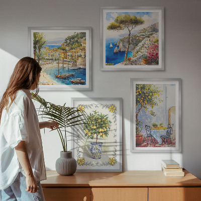 Wall art set Sea of ​​lemon trees view