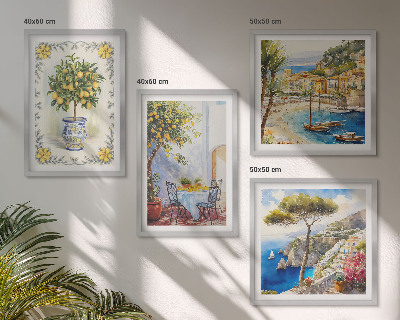 Wall art set Sea of ​​lemon trees view