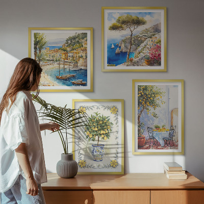 Wall art set Sea of ​​lemon trees view