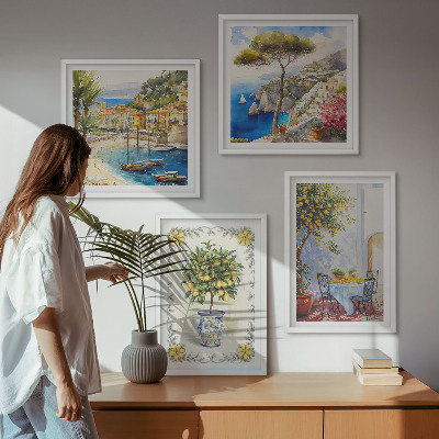 Wall art set Sea of ​​lemon trees view