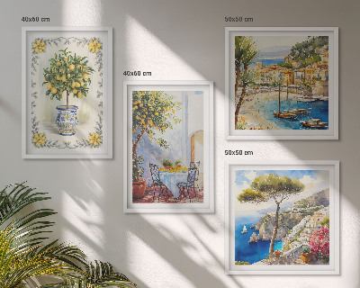 Wall art set Sea of ​​lemon trees view