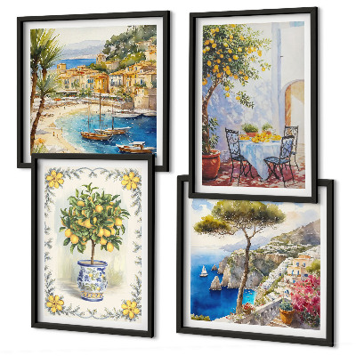 Wall art set Sea of ​​lemon trees view