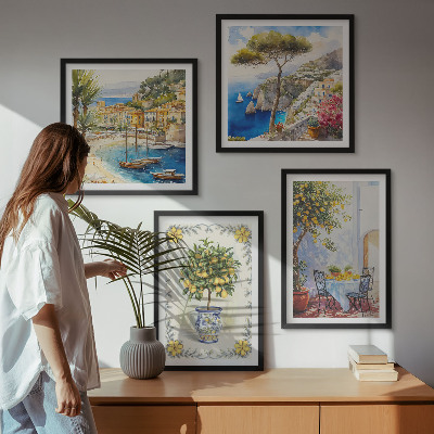 Wall art set Sea of ​​lemon trees view