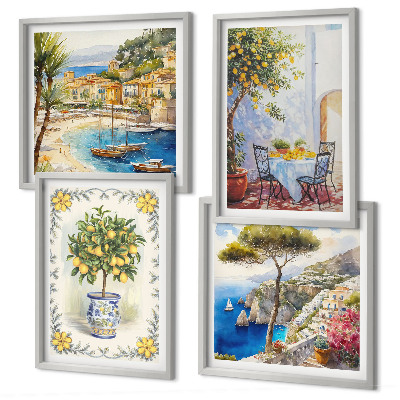 Wall art set Sea of ​​lemon trees view
