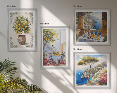 Set of 4 wall art pieces Sea lemon tree table