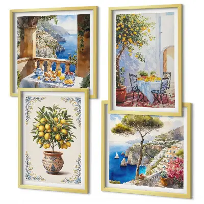 Sea lemon tree wall art set of 4 pieces