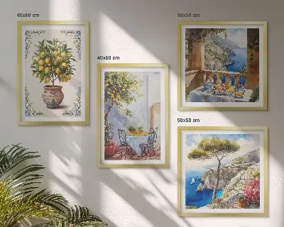 Sea lemon tree wall art set of 4 pieces